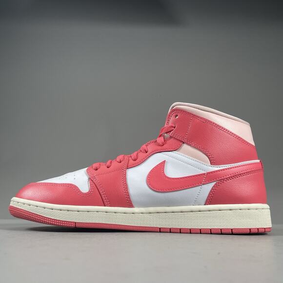 Womens 11.5 Mens 10 Nike Air Jordan 1 Mid Pink White Basketball Shoes BQ6472-186 - Picture 7 of 10